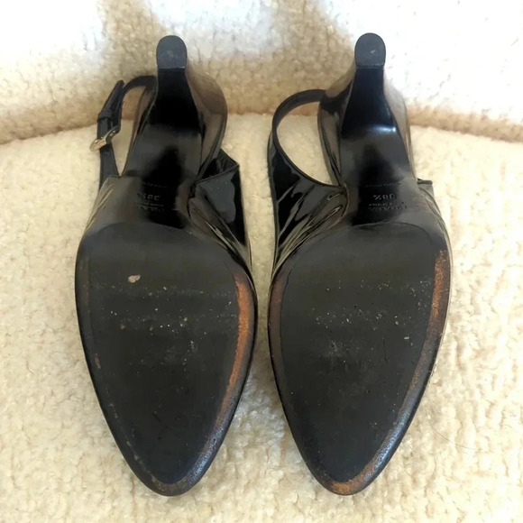 Prada Black Patent Slingback Embroidered Pumps - Picture 8 of 9